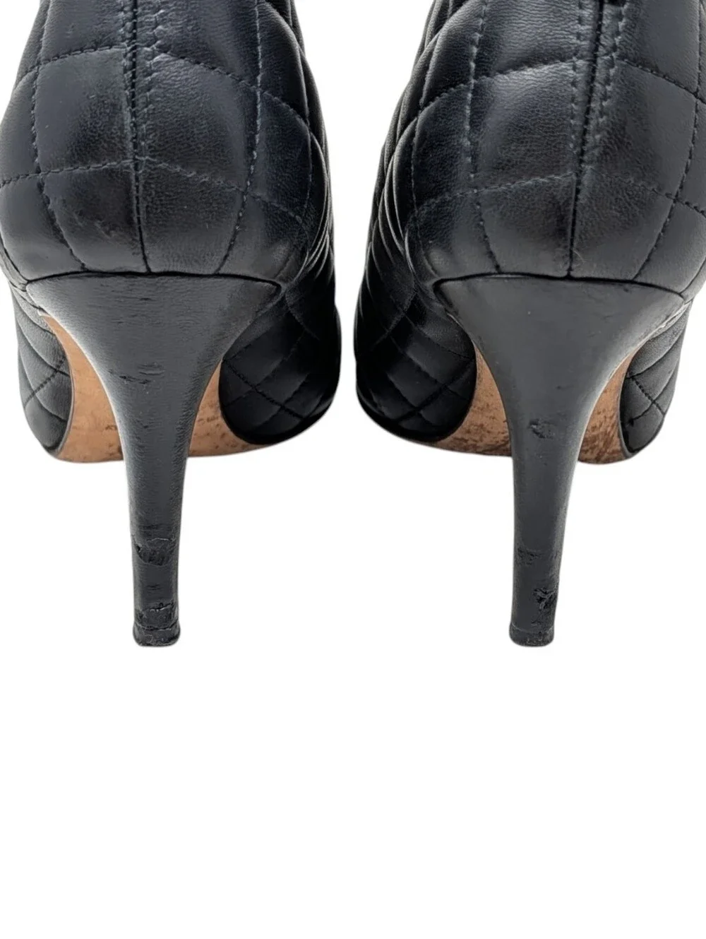 Chanel Black Quilted Leather Interlocking CC Heeled Bootie Boot Size EU 39